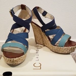 LC Lauren Conrad Blue Ombre Wedges